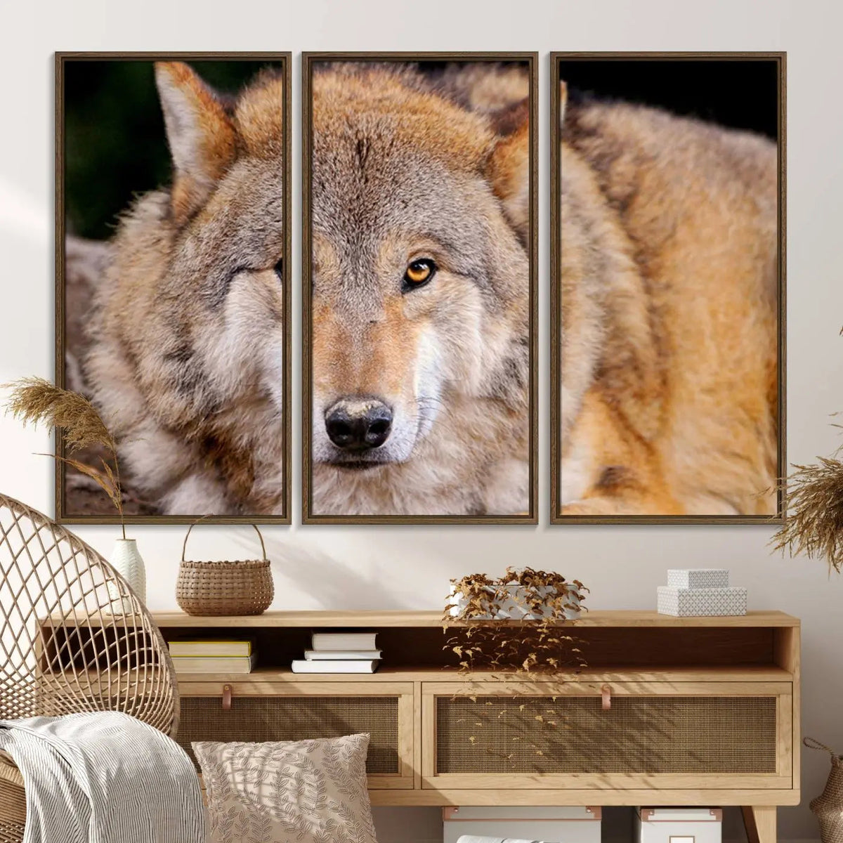 Wild Wolf Wall Art Canvas Print, Framed Canvas Print, Modern