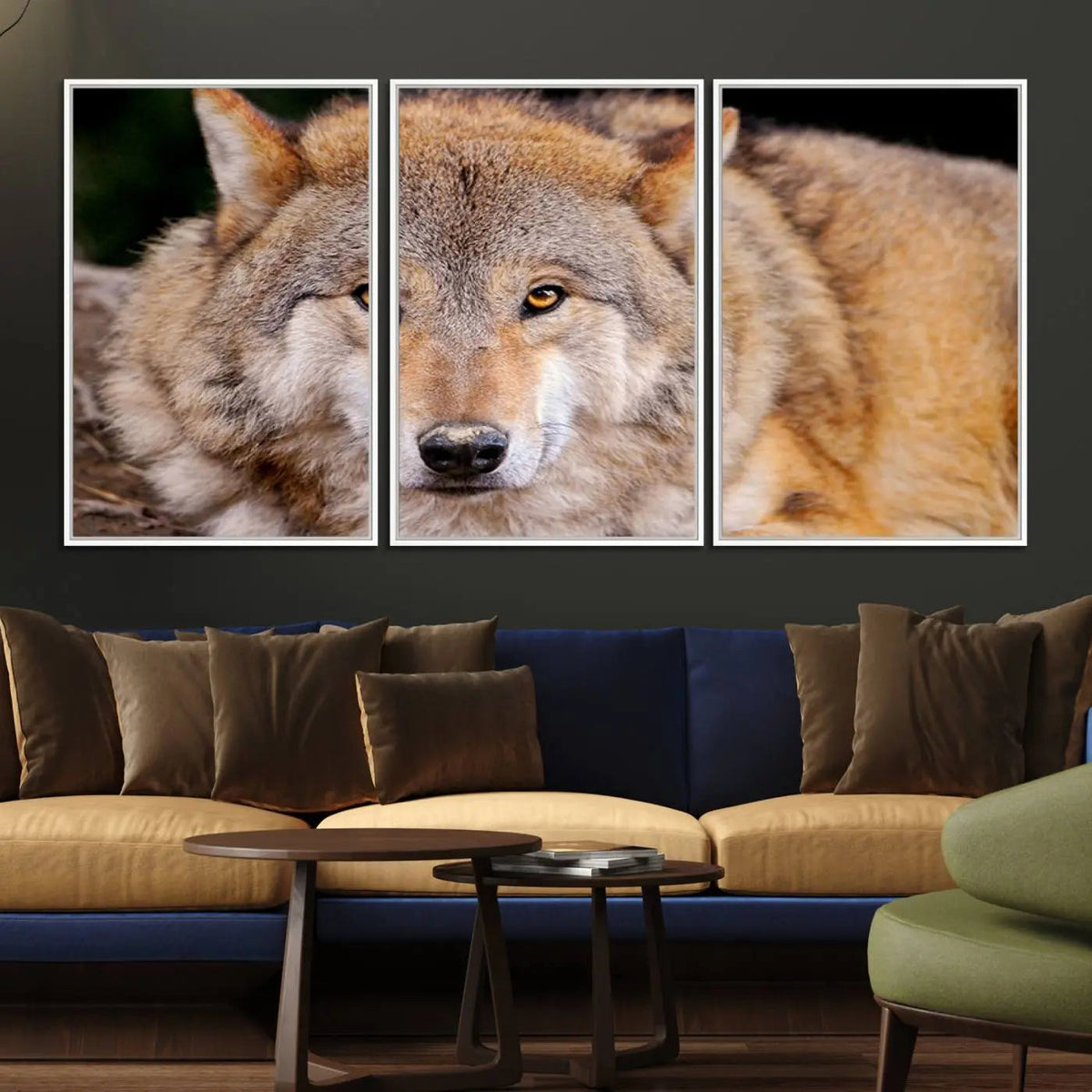 Wild Wolf Wall Art Canvas Print, Framed Canvas Print, Modern