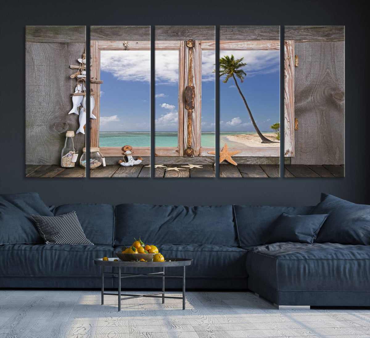 Window Wall Art Relaxing Beach Starfish Seashells Nautical