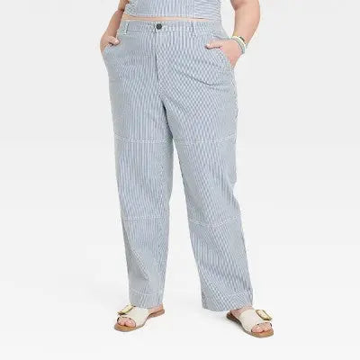 Women's High-Rise Casual Fit Railroad Straight leg Chino Pants - Universal Thread Blue