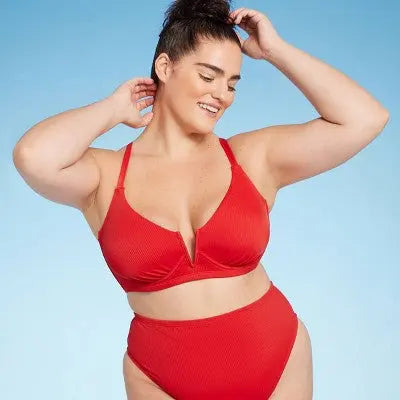 Shade & Shore Women's Longline V-Cut Bikini Top Swimsuit Back Tie Swimwear Black