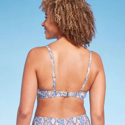 Women's Underwire Chain Strap Detail Bikini Top - Shade & Shore Blue Snake Print