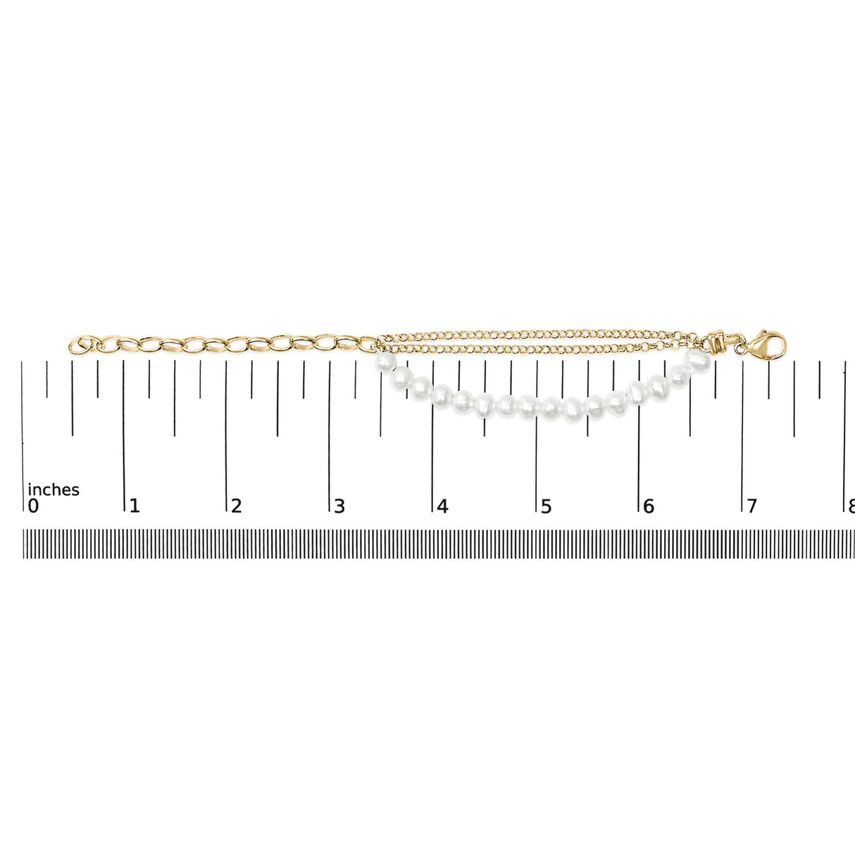 18K Yellow Gold Vermeil Cultured Pearl Station Link Bracelet