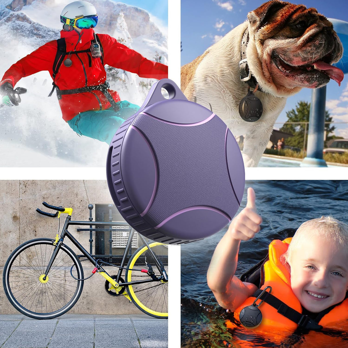 Waterproof Airtag Case Compatible with Apple Airtag Keychain Holder (Purple)