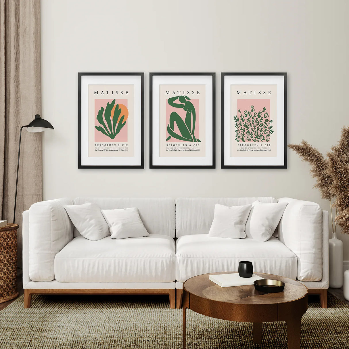 Pink Green Matisse Abstract Wall Prints Set