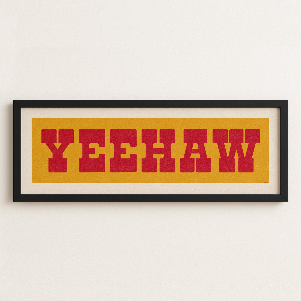 Framed YEEHAW Sign Gold & Red Art Print