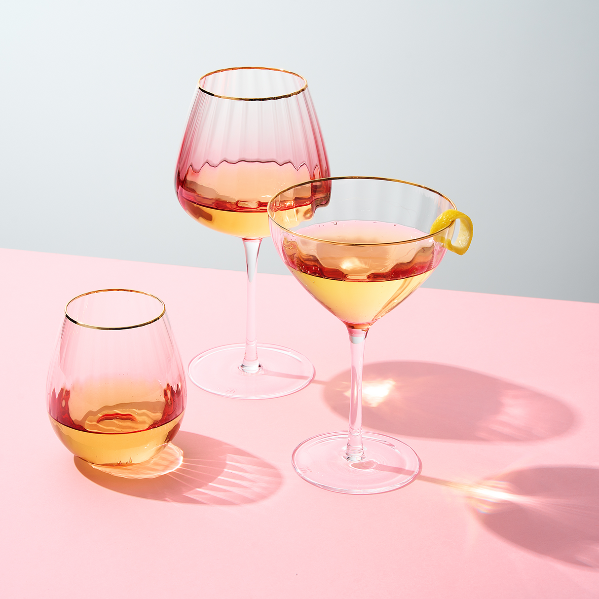 Waterfall Stemless Wine Glassware, Set of 2