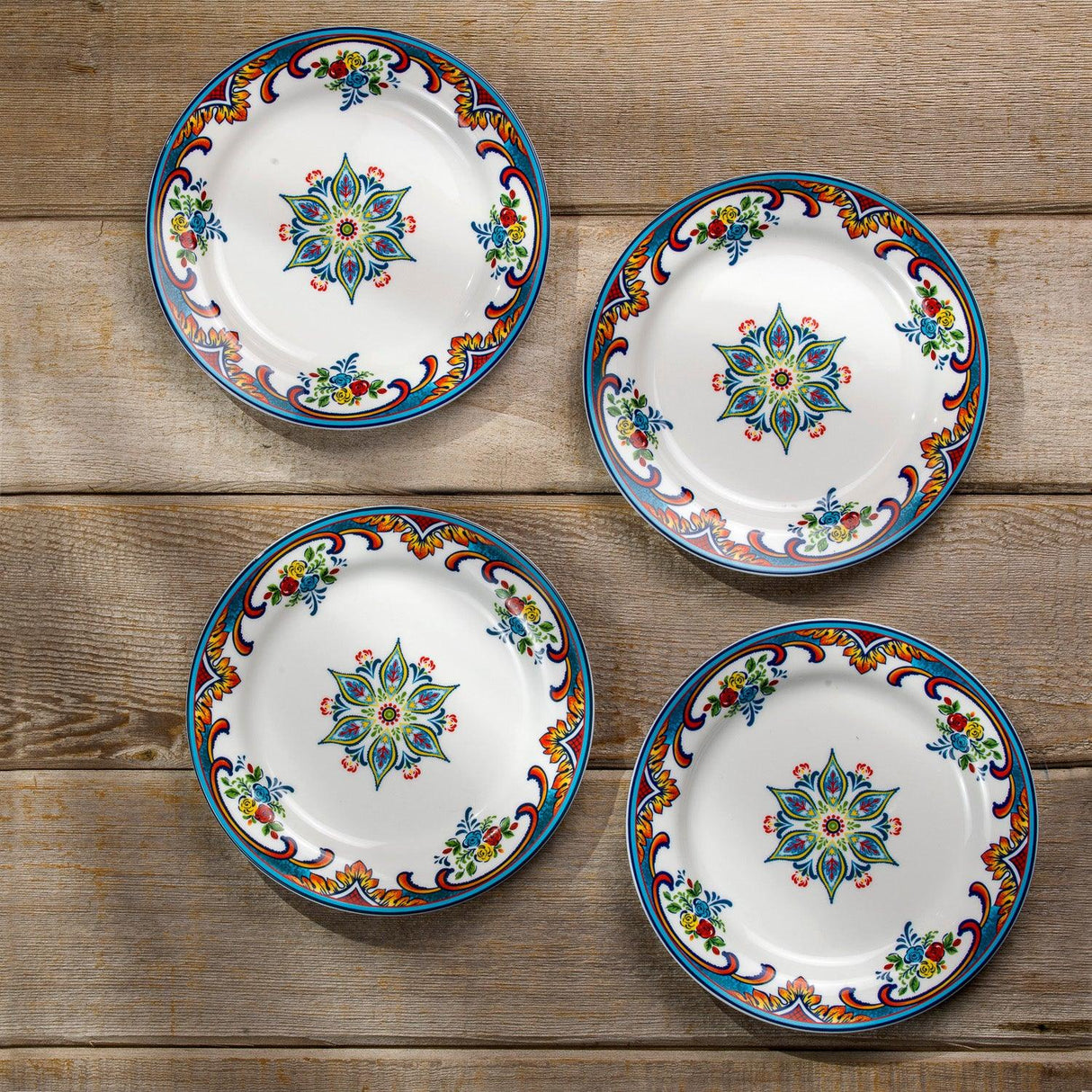 Zanzibar Appetizer Plate Set – 7.25” Stoneware Plates, Set of 4