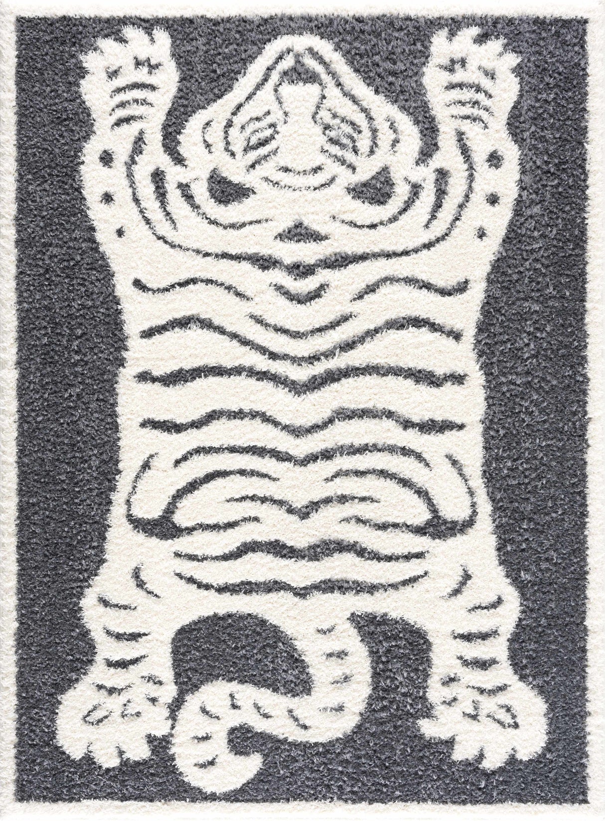 Zane Charcoal Tibetan Tiger Plush Rug