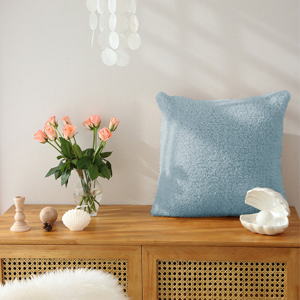 18"x18" Teddy Faux Fluffy Solid Color Pillows (With Insert)
