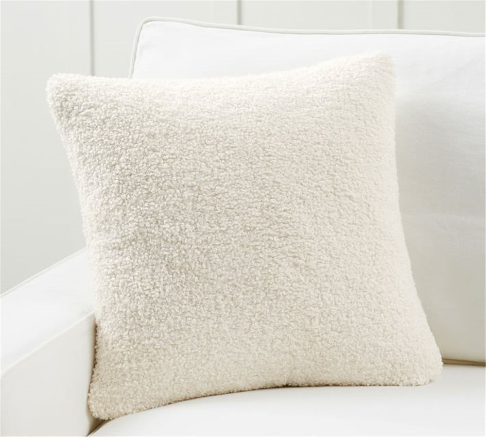 Set of 2 Teddy Faux Fluffy Solid Color Throw Pillows covers With Inserts size 18"x18"