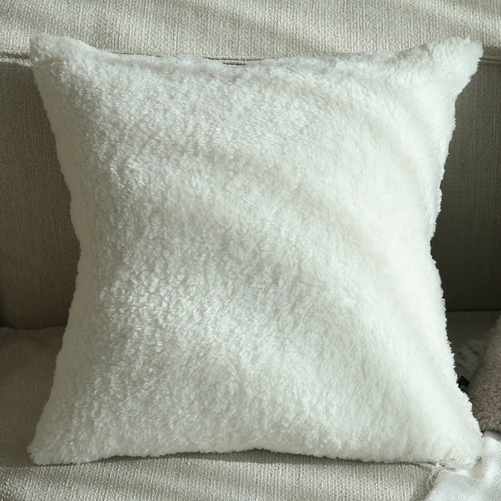18"x18" Teddy Faux Fluffy Solid Color Pillows (With Insert)