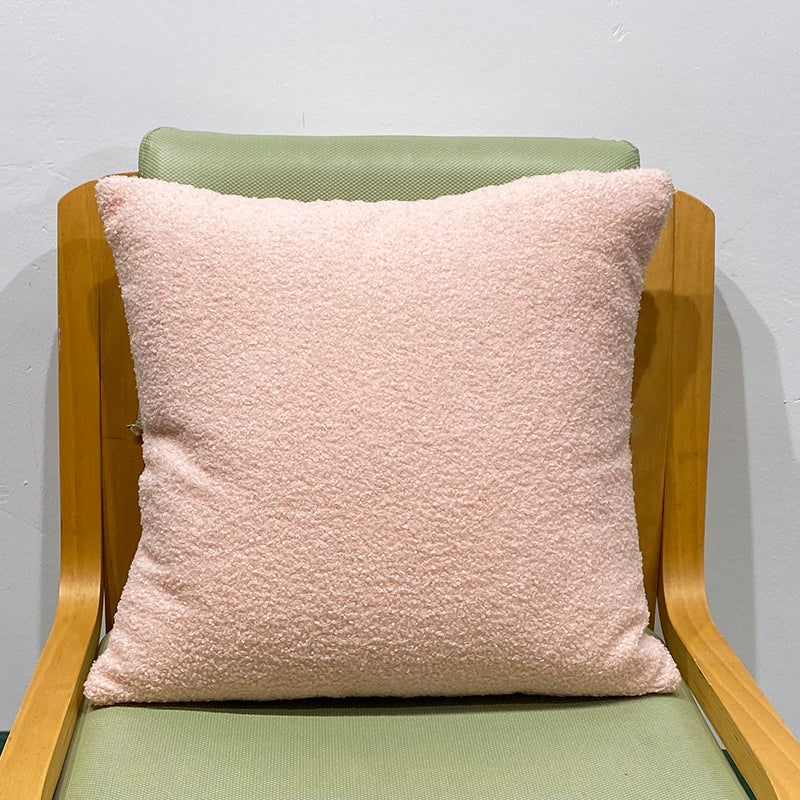 18"x18" Teddy Faux Fluffy Solid Color Pillows (With Insert)