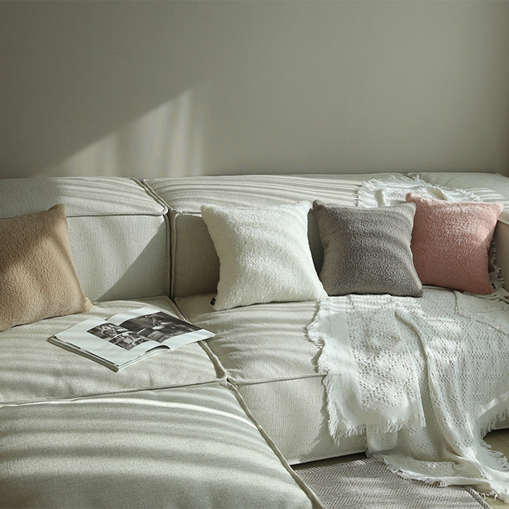 18"x18" Teddy Faux Fluffy Solid Color Pillows (With Insert)