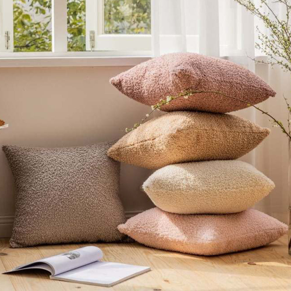 18"x18" Teddy Faux Fluffy Solid Color Pillows (With Insert)