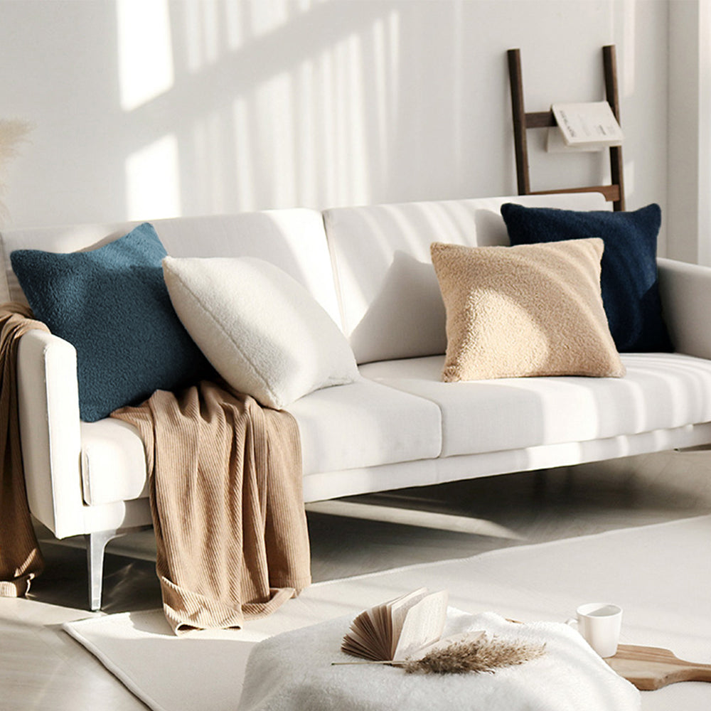 18"x18" Teddy Faux Fluffy Solid Color Pillows (With Insert)