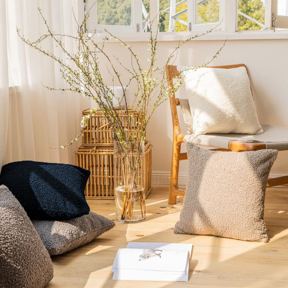 18"x18" Teddy Faux Fluffy Solid Color Pillows (With Insert)