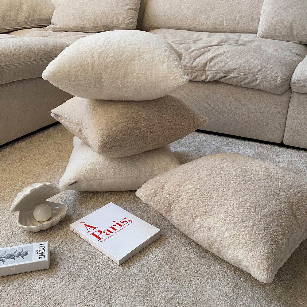 18"x18" Teddy Faux Fluffy Solid Color Pillows (With Insert)