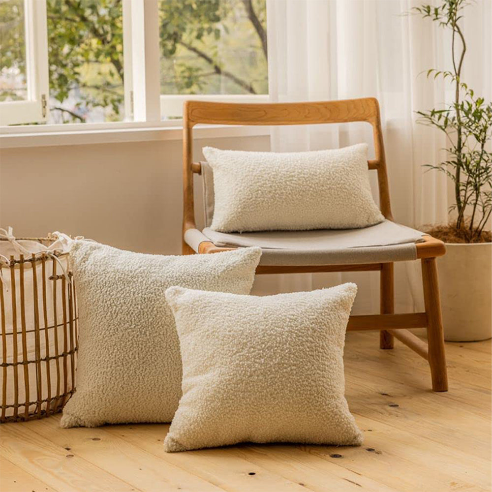 Set of 2 Teddy Faux Fluffy Solid Color Throw Pillows covers size 18"x18"