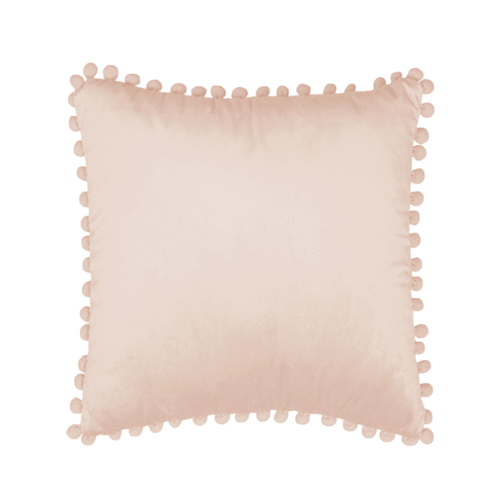 18''x18'' velvet pom-pom throw pillow | 7 colors soft & playful ball trim design | fun couch & bedroom accent | insert included