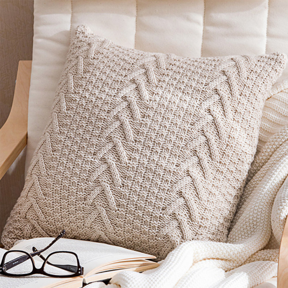 18"x 18" Square Throw Pillow | Textured Chenille Boho Cushion | 2 Insert Sizes Available + Neutral Color Choices
