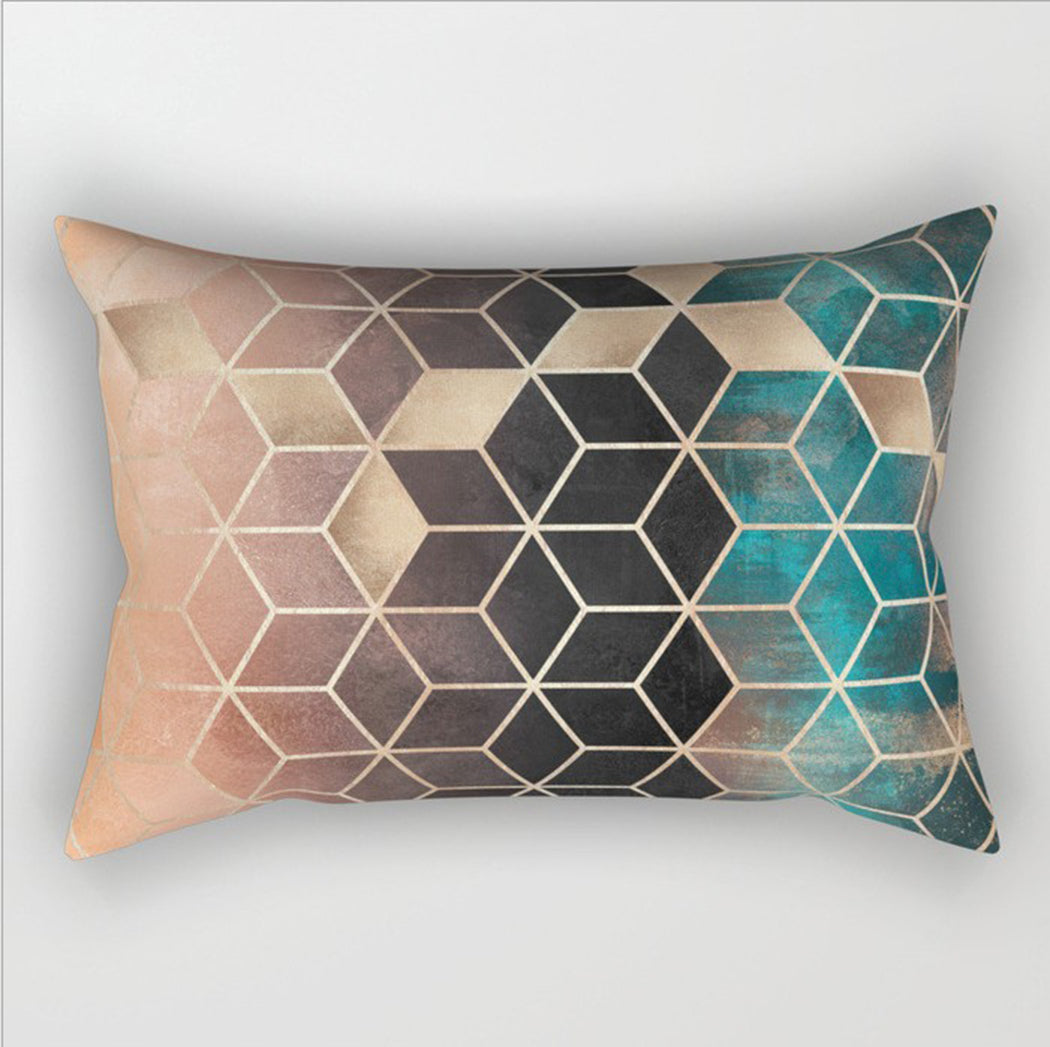modern geometric lumbar throw pillow covers and 330g inserts Set of 2