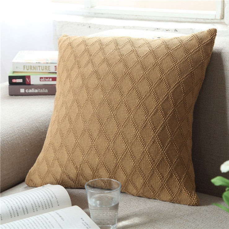 18"x18" Geometric Knit Throw Pillow | Textured Diamond Pattern | 5 Neutral Color Options + Insert Sizes