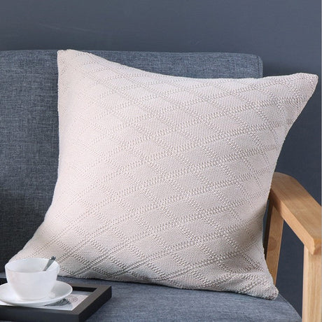 18"x18" Geometric Knit Throw Pillow | Textured Diamond Pattern | 5 Neutral Color Options + Insert Sizes