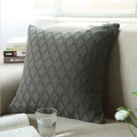 18"x18" Geometric Knit Throw Pillow | Textured Diamond Pattern | 5 Neutral Color Options + Insert Sizes