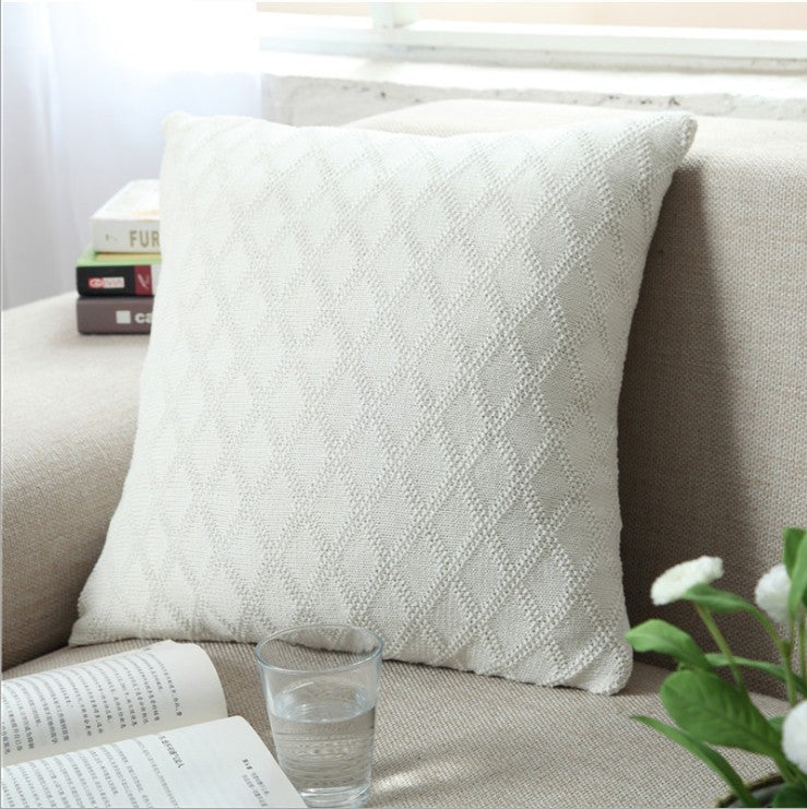 18"x18" Geometric Knit Throw Pillow | Textured Diamond Pattern | 5 Neutral Color Options + Insert Sizes
