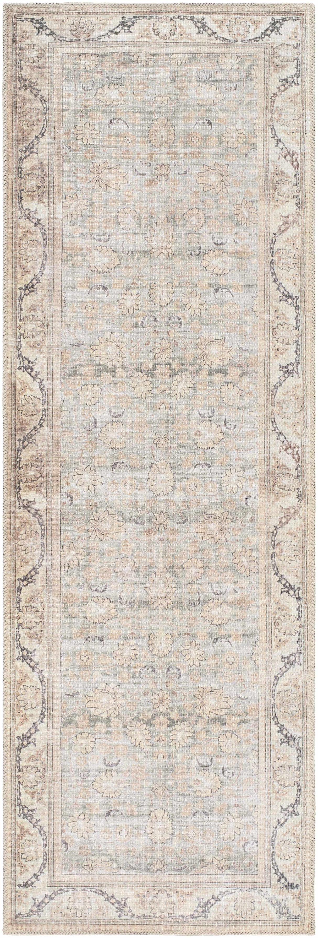 Zamir Vintage Flat Pile Washable Rug