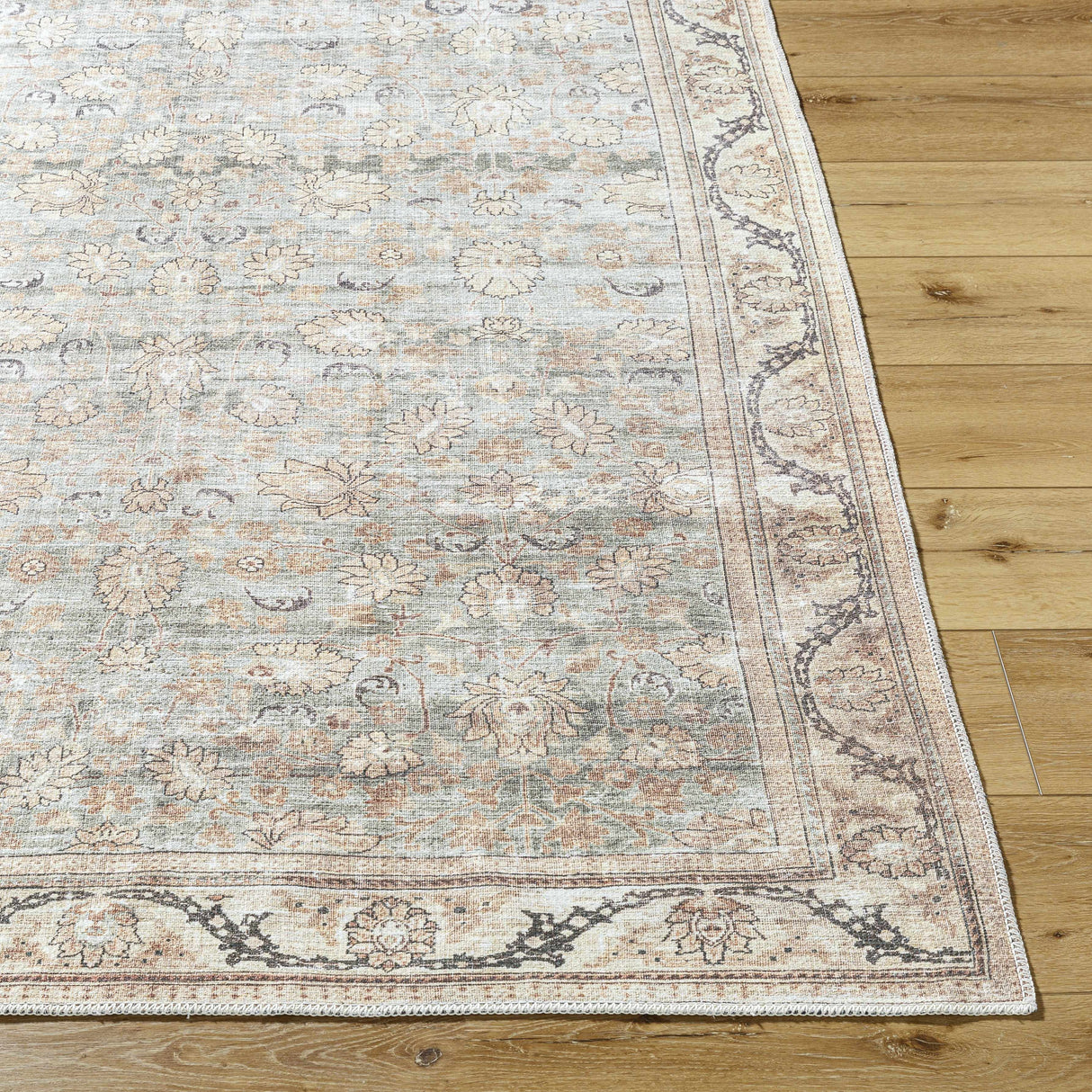 Zamir Vintage Flat Pile Washable Rug