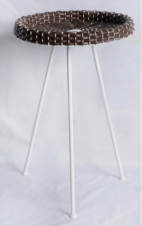 Resin wicker end table black and white