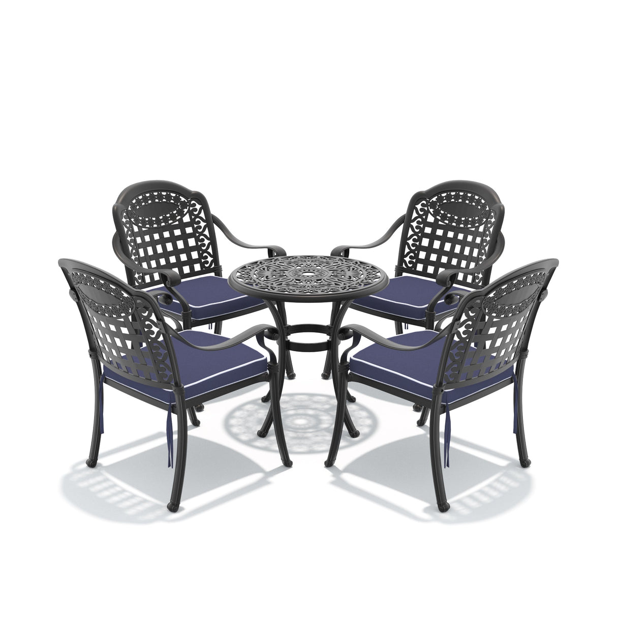 5-Piece Cast Aluminum Patio Furniture Set with Cushions
