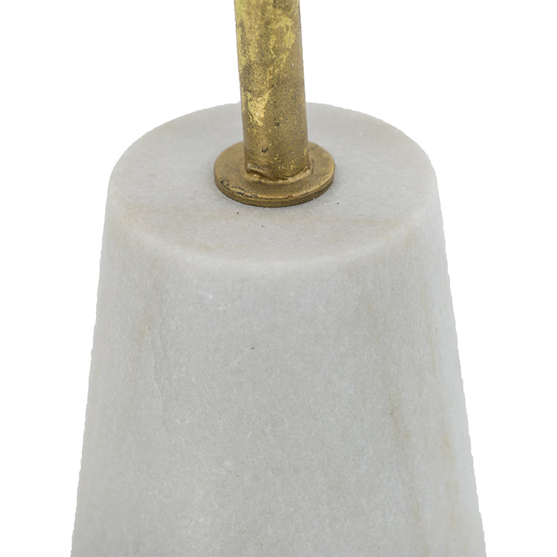 14.2x3.5x19.7" Iron Floral Hurricane With Marble Base