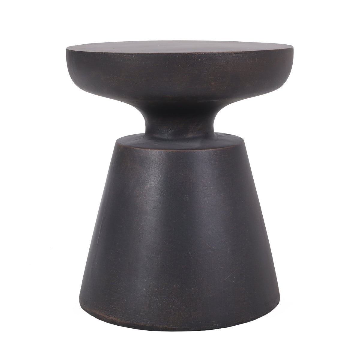 Outdoor Lightweight Concrete End Table with Copper Half-Sphere Top