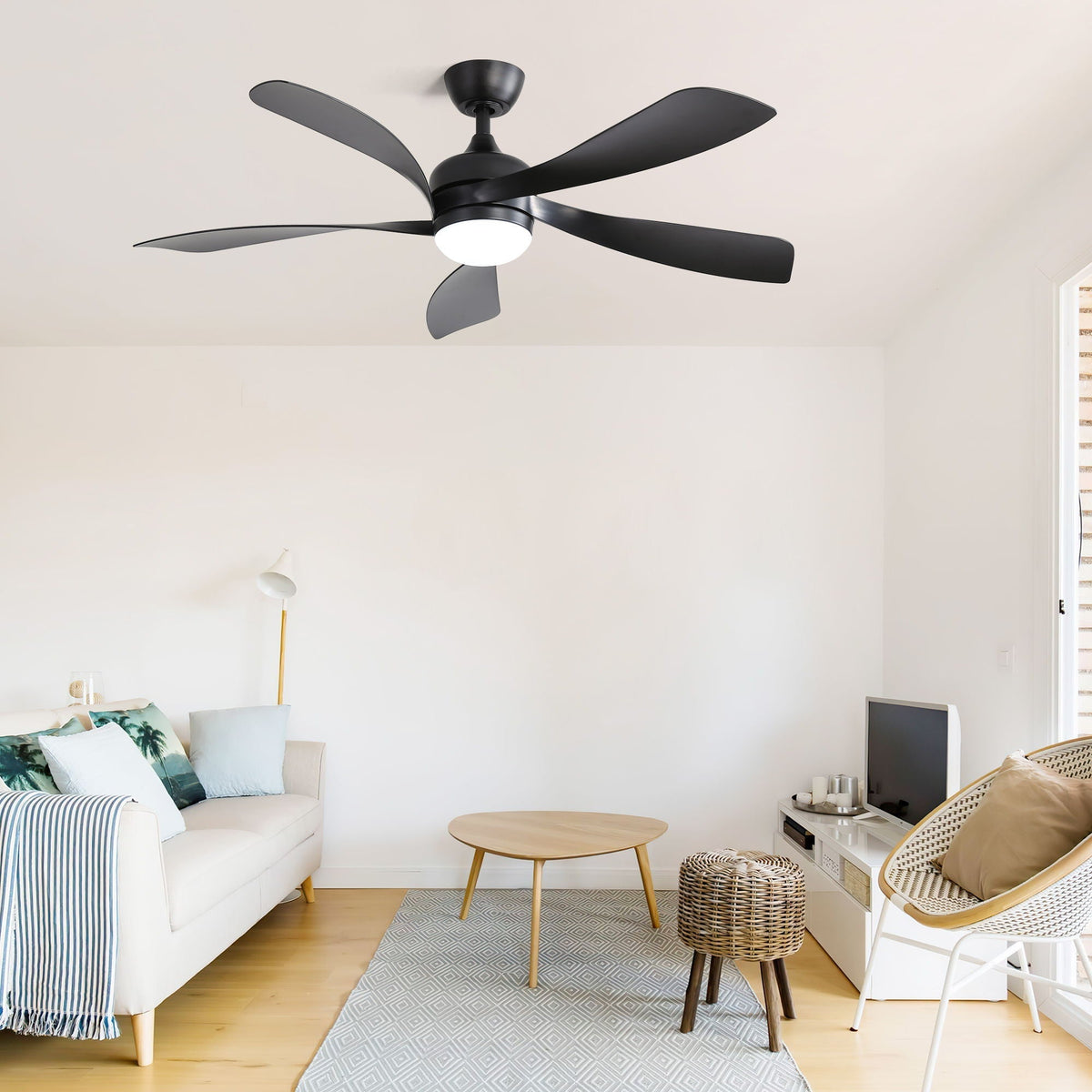 Ceiling Fan With 3-Color Dimmable LED Light - Black