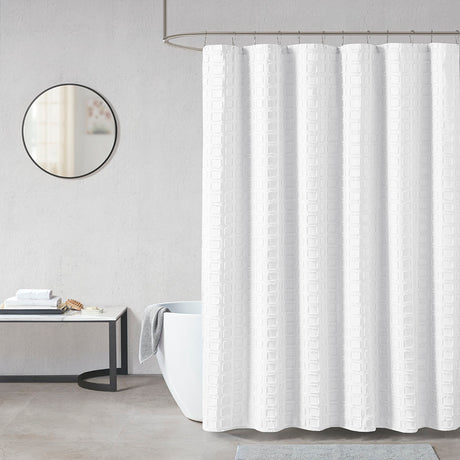 Woven-clipped-solid-shower-curtain-Shower-Curtains
