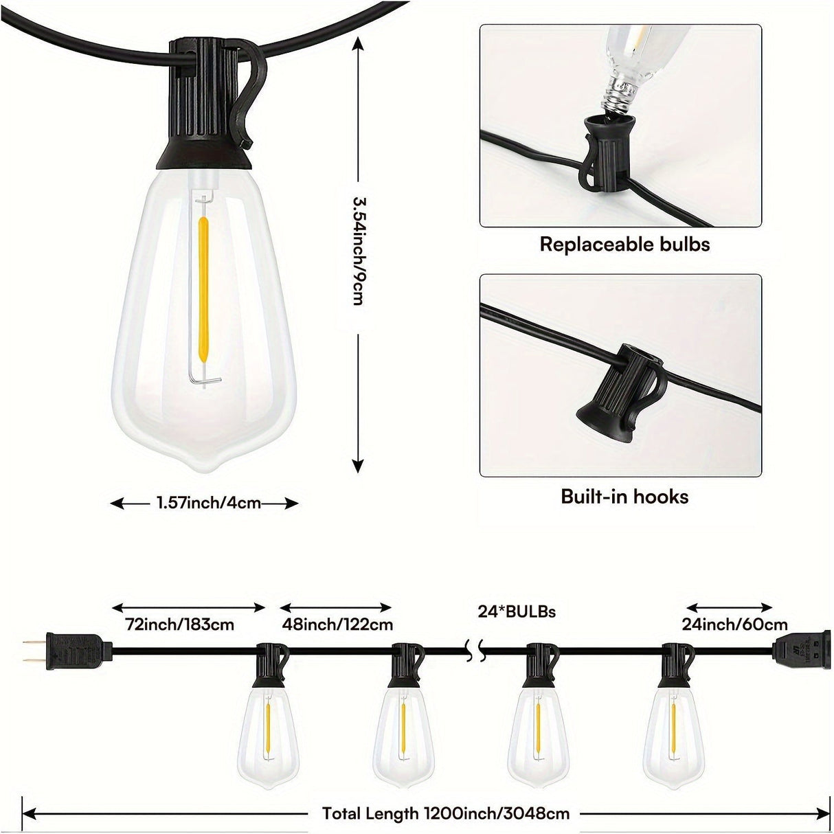 100FT Solar String Lights Outdoor – Waterproof LED Globe Lights for Patio & Garden