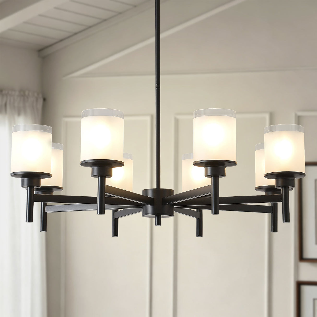 8-Light Frosted Glass Farmhouse Chandelier