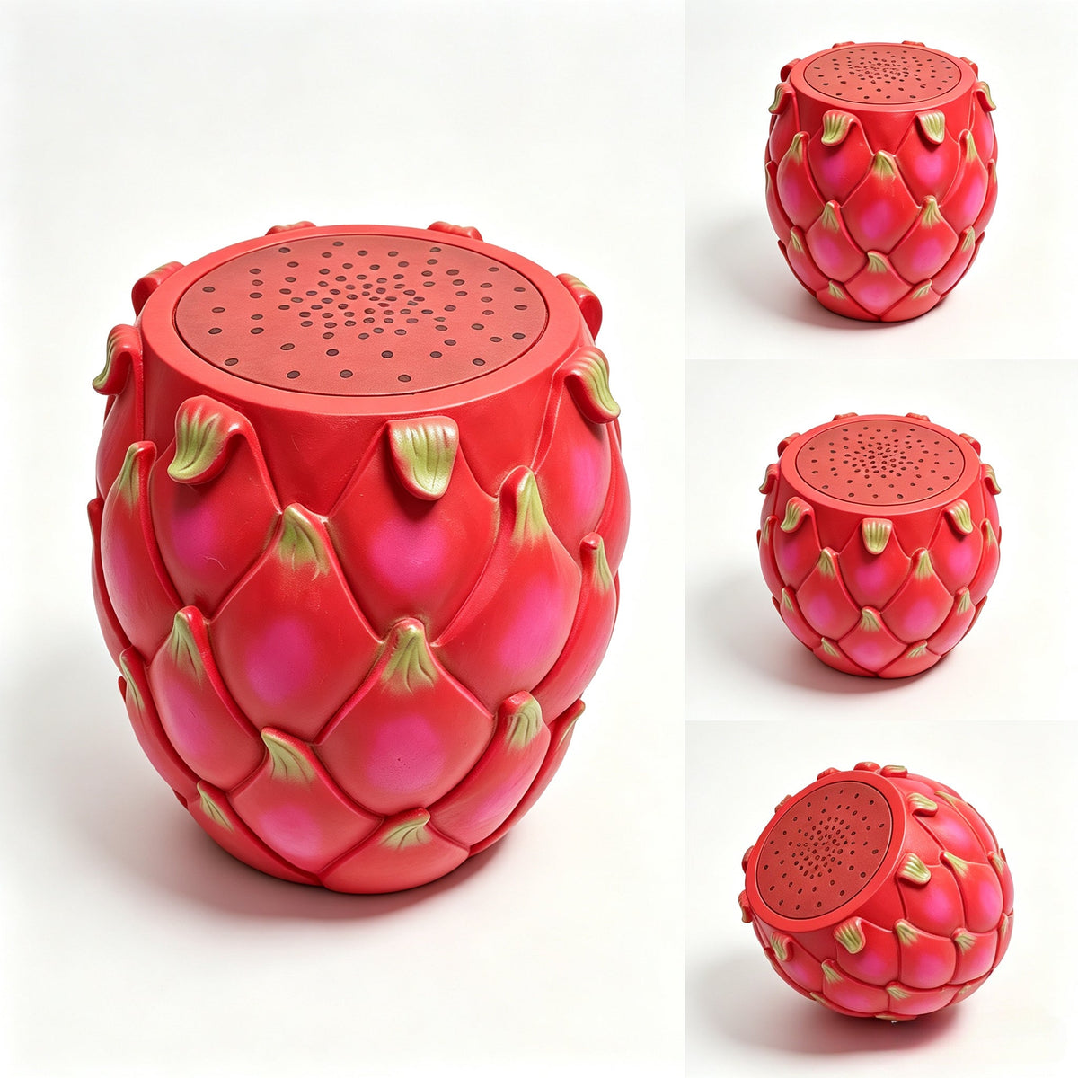 Oversized Resin Dragon Fruit Stool with Sturdy Resin Construction - Red