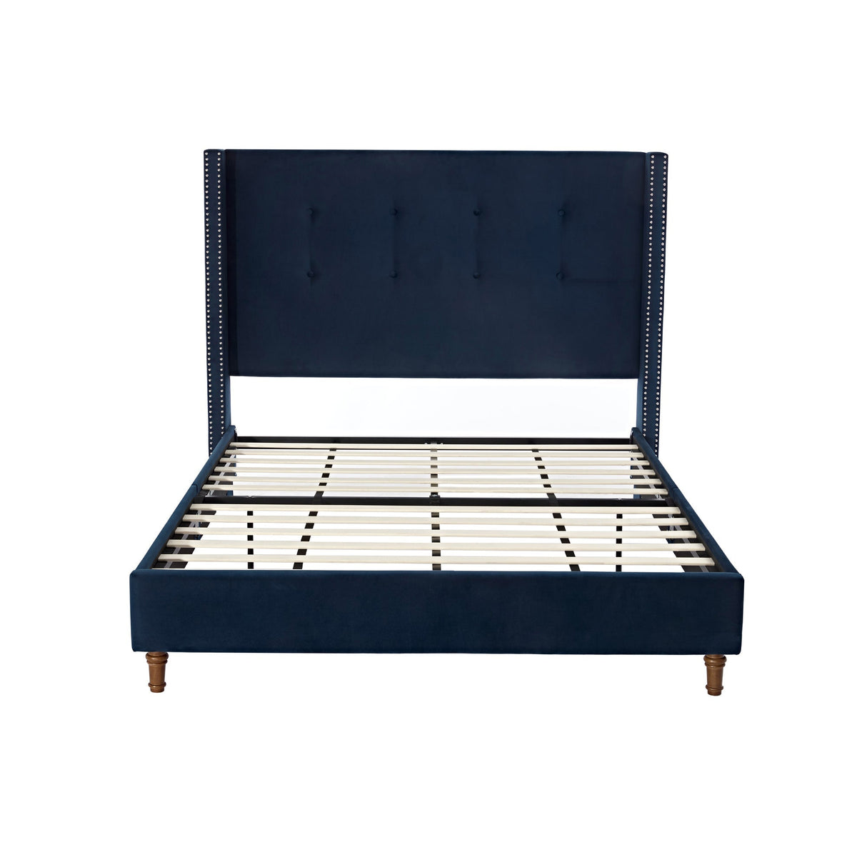 Peyton Upholstered Queen Bed with Blue Velvet