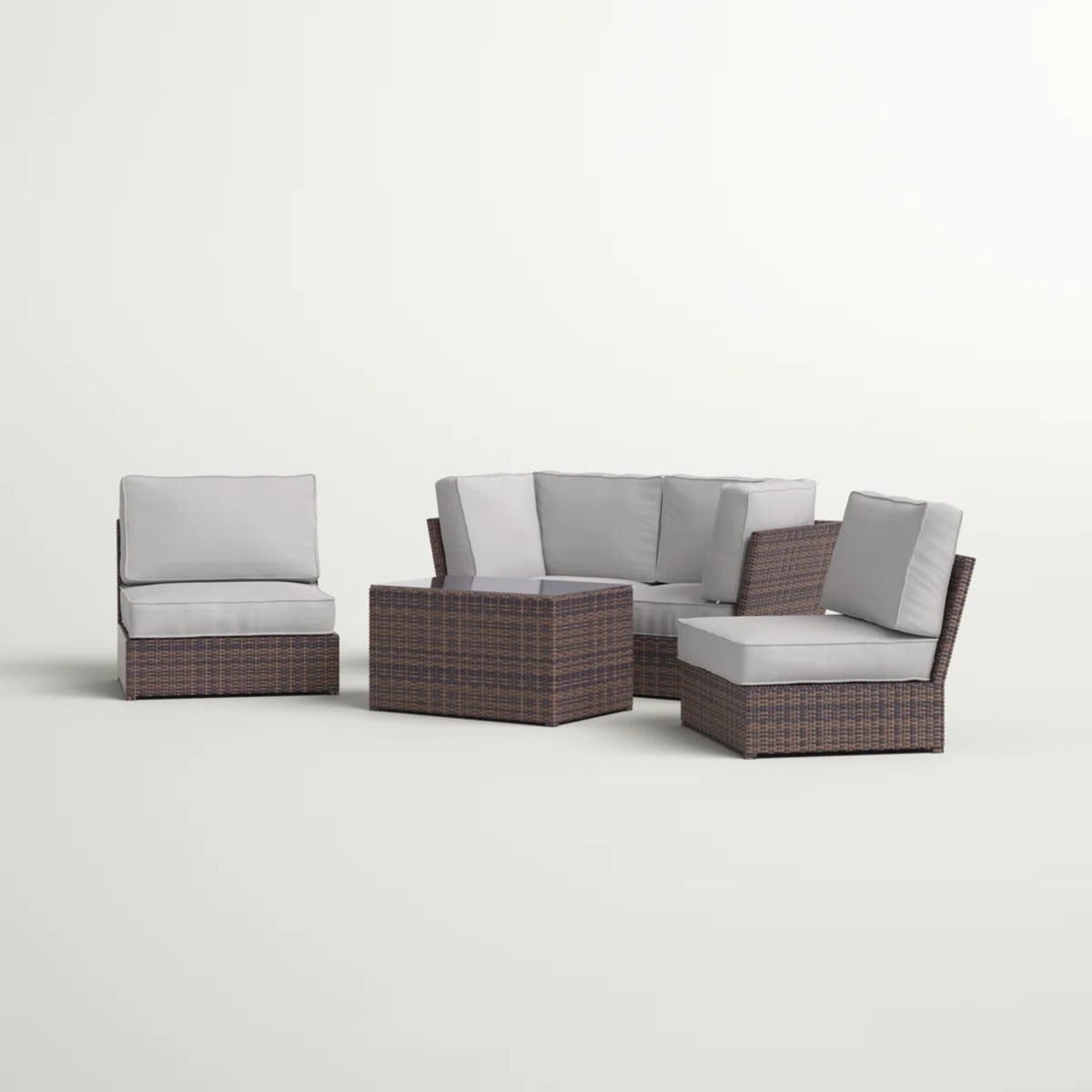 Comfortable Modern Patio Rattan Sectional Set With Cushions
