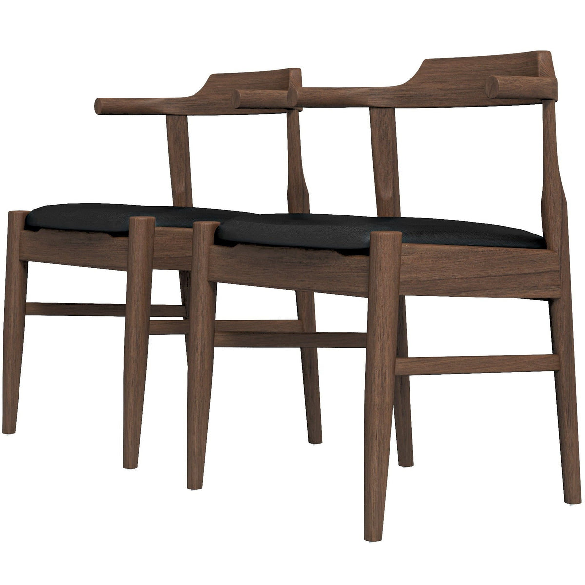 Mid-Century Modern Dining Chair Set of 2 with Solid Wood Frame - Dark Gray or Black