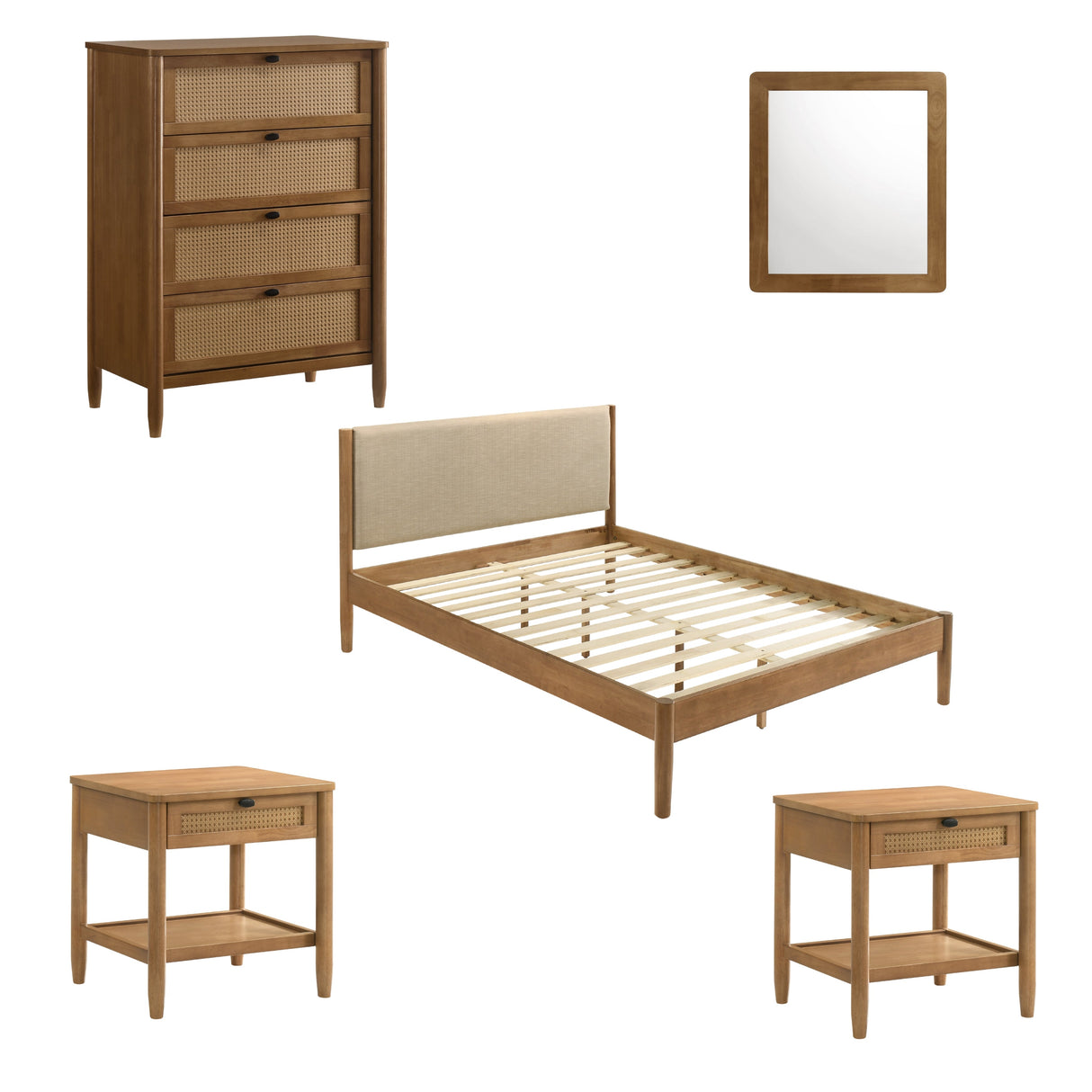 Vichy 5-Piece Rubberwood Queen Bedroom Set