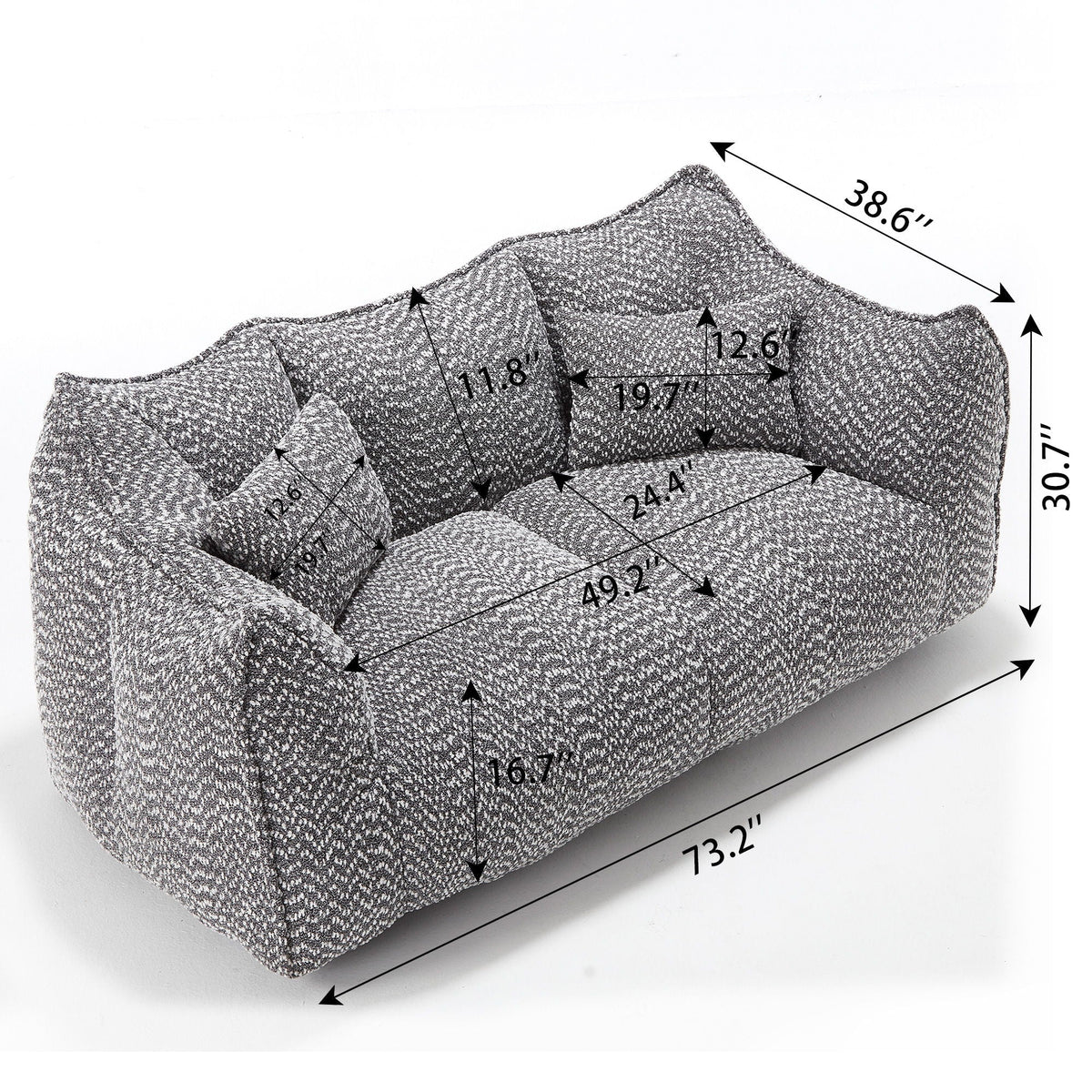 Comfortable Dual Beanbag Chair With High Resilience Foam Core For 2 People