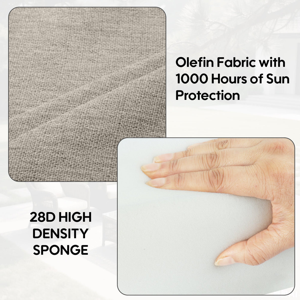 2 PCs Set High Back Patio Chair Cushions - Beige Brown