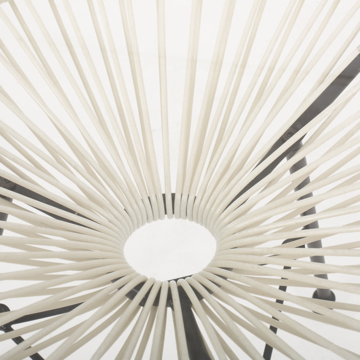 Modern NUSA Side Table with Tempered Glass Top and Polyethylene Rattan Base in White