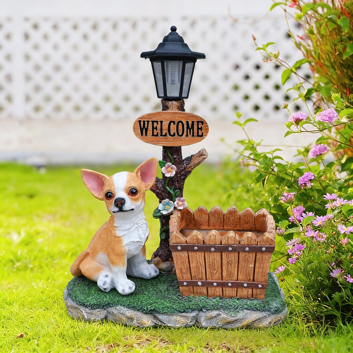 Sitting Chihuahua Dog Planter Statue