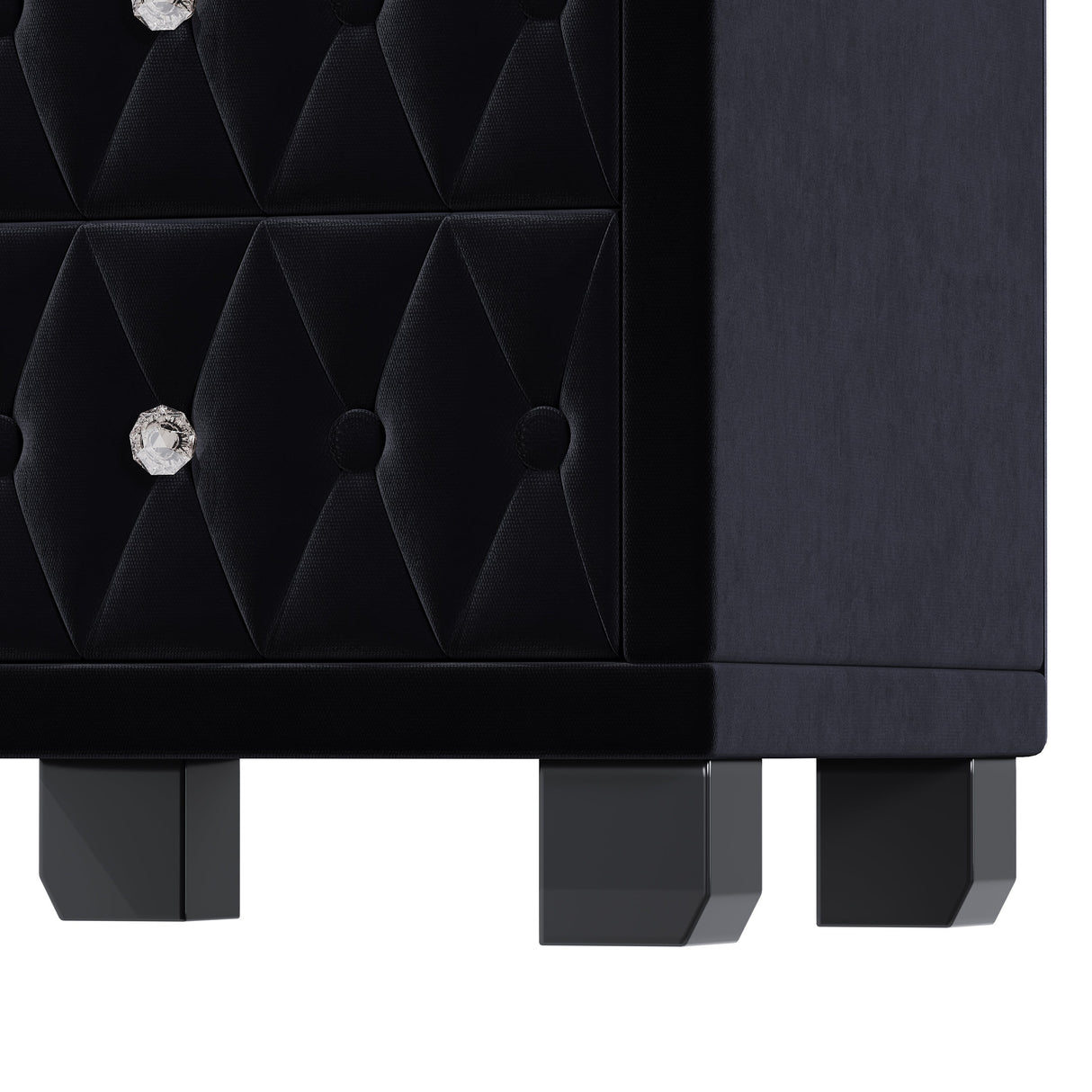 Elegant Velvet Nightstand with 2 Drawers and Crystal Handles